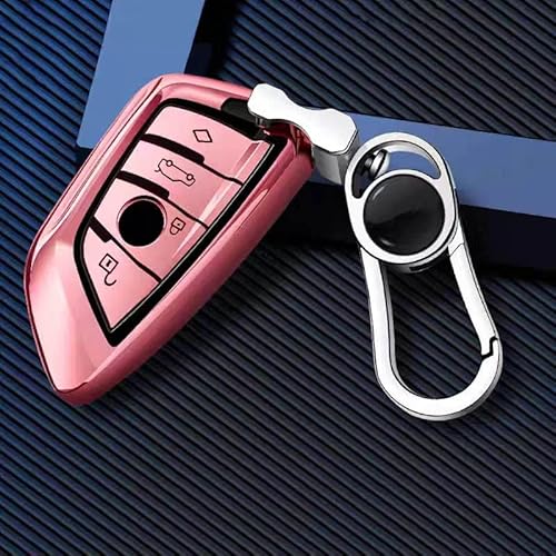 Autoschlüssel Hülle für BMW M3 M4 F15 F16 1 3 5 7 Serie, Schlüsselhülle Schlüsselanhänger, Auto Fernschlüssel Schutzhülle Auto Schlüsselanhänger Zubehör,Pink-B von FXDSCA