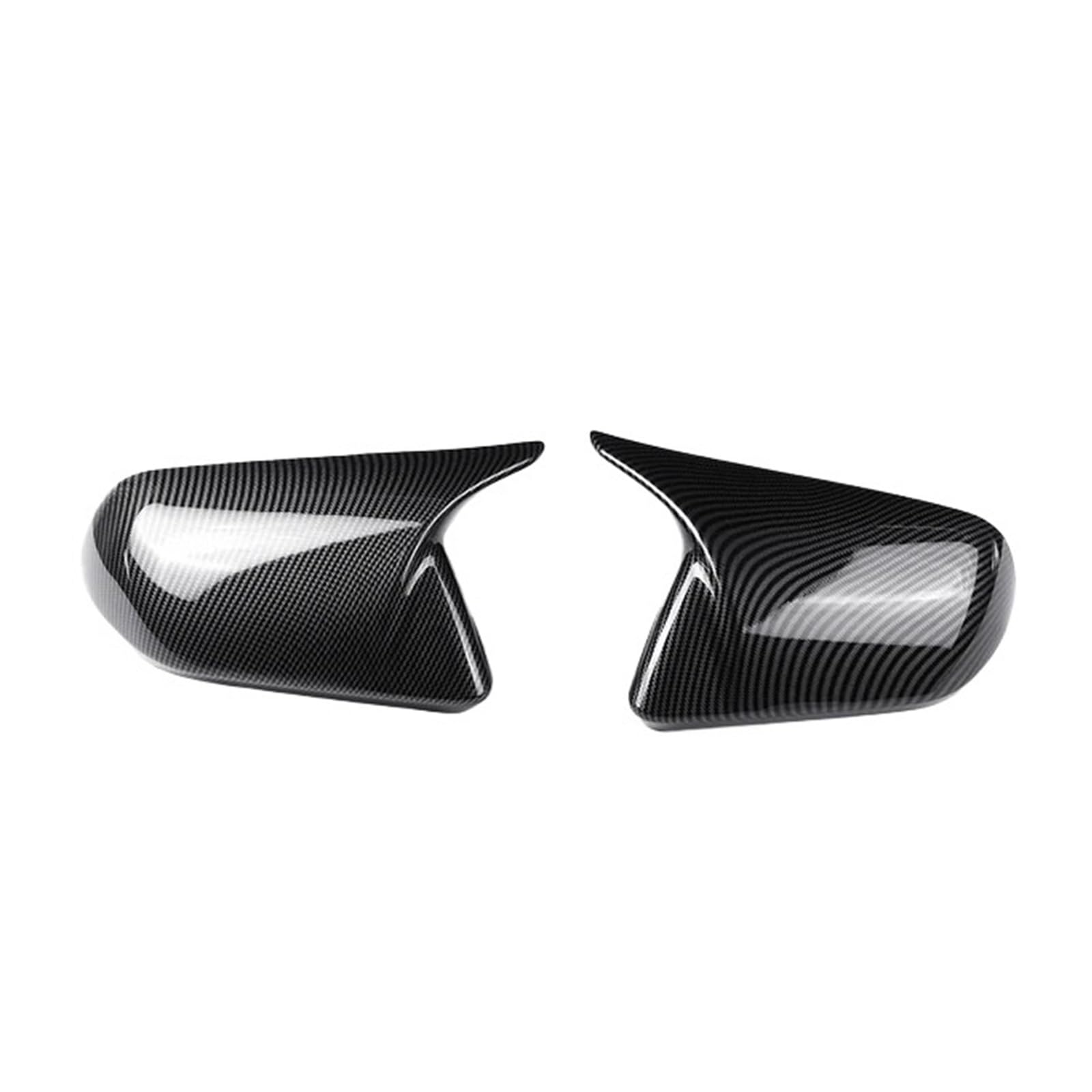 1 Paar glänzend schwarze Kohlefaserfarbe Horn-Stil Rückspiegel-Abdeckkappen Kompatibel for Ford Mustang 2015 2016 2017 2018 2019 2020(Carbon Fiber Look) von FXFUPO