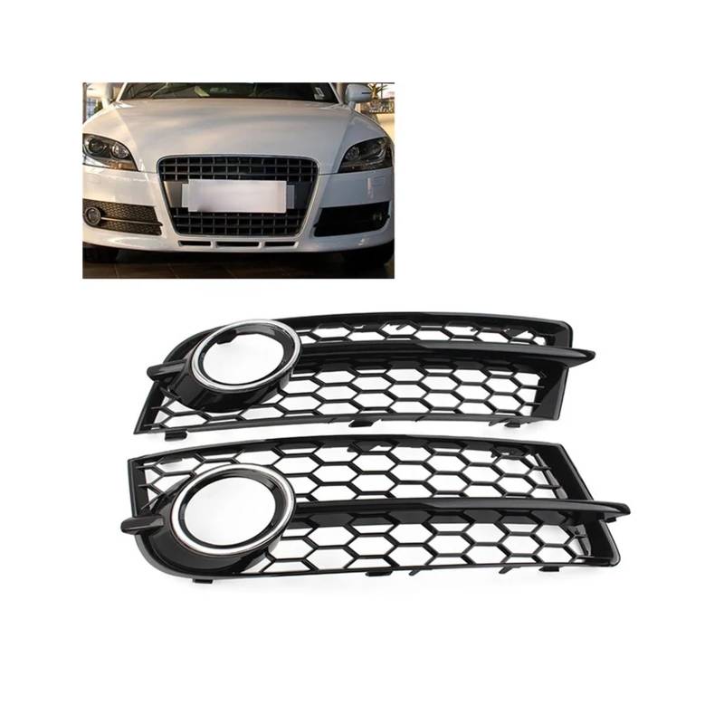 1 Paar glänzend schwarzer Auto-Nebelscheinwerfergrill, kompatibel mit TT 8J 2006–2014, Frontstoßstange, Wabennetz, Lichtabdeckung, Außenzubehör(Chrome Silver) von FXFUPO