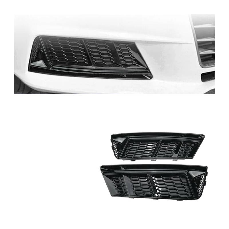 1 Paar schwarz glänzende Auto-Frontstoßstange untere Nebelscheinwerfer-Lampengrill-Abdeckung Kompatibel for Audi A4 B9 2016 2017 2018 Autozubehör von FXFUPO