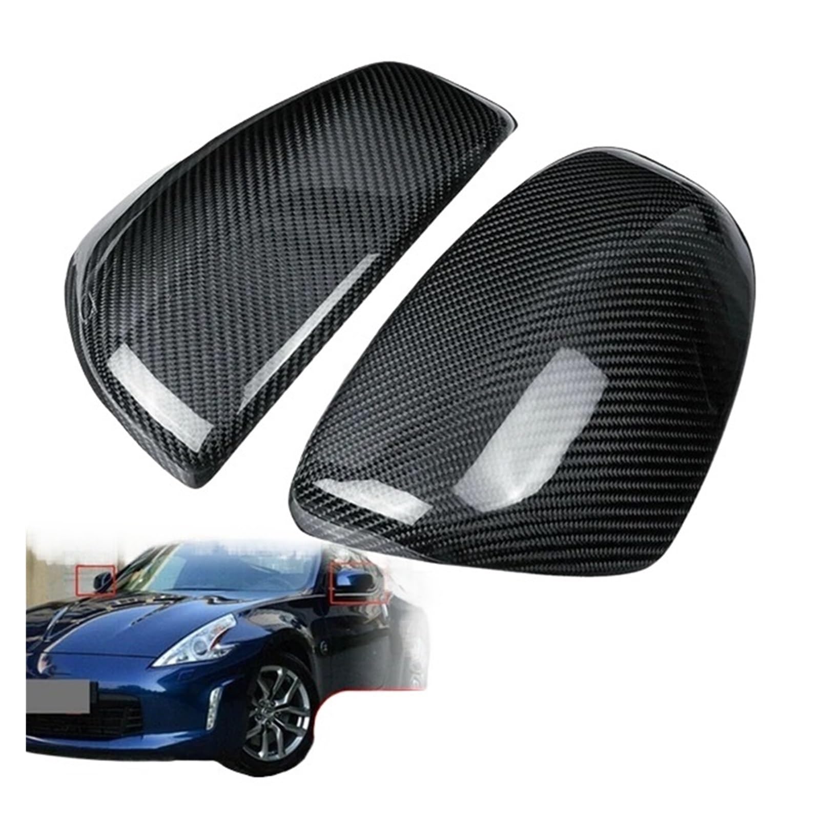 1 paar Rückspiegel Abdeckung Carbon Fiber Seite Spiegel Kappen Kompatibel for Nissan 370Z Z34 2009-2019 von FXFUPO