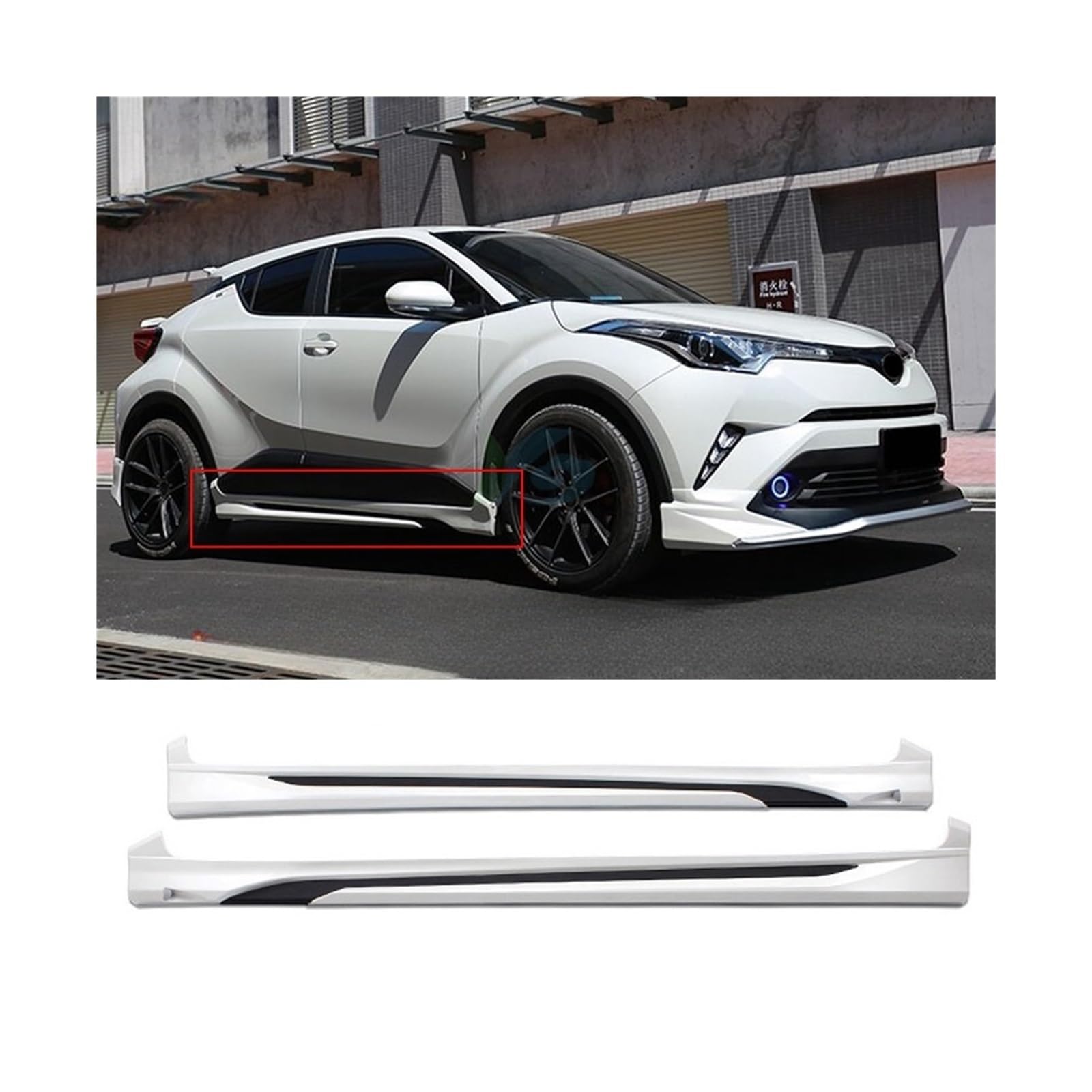 2 Stücke/1 Satz ABS-Farbe Seitenschweller Schutzabdeckung Kompatibel for Toyota CHR C-HR C HR 2018-2020 von FXFUPO