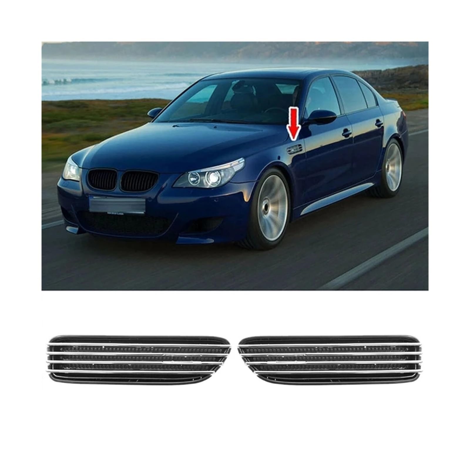 2 Stücke Auto Luftstrom Seite Kotflügel Entlüftungsgitter Mesh Grill Grille Kompatibel for BMW E60 M5 E61 E39 E90 M3 E90 von FXFUPO