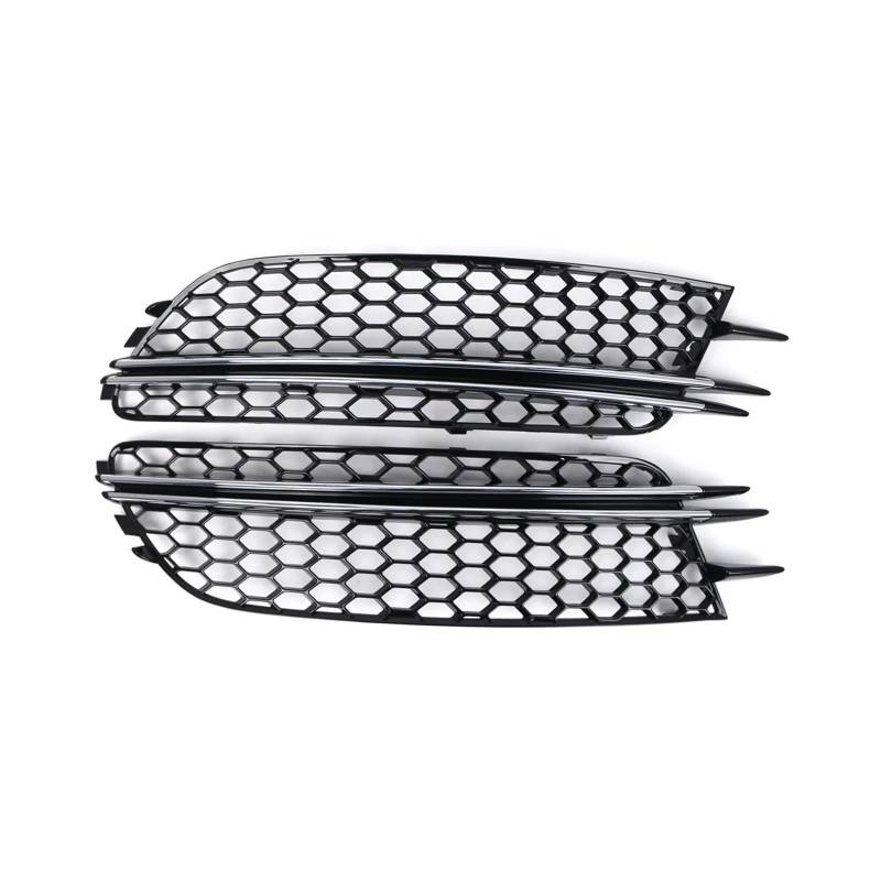 2X Nebelscheinwerfer Kühlergrill Abdeckung Kompatibel for Audi A6 C7 Limousine Standard Pre-facelift 2012-2015 Honeycomb Mesh 4G0807681 4G0807682(Chrome Silver-B) von FXFUPO