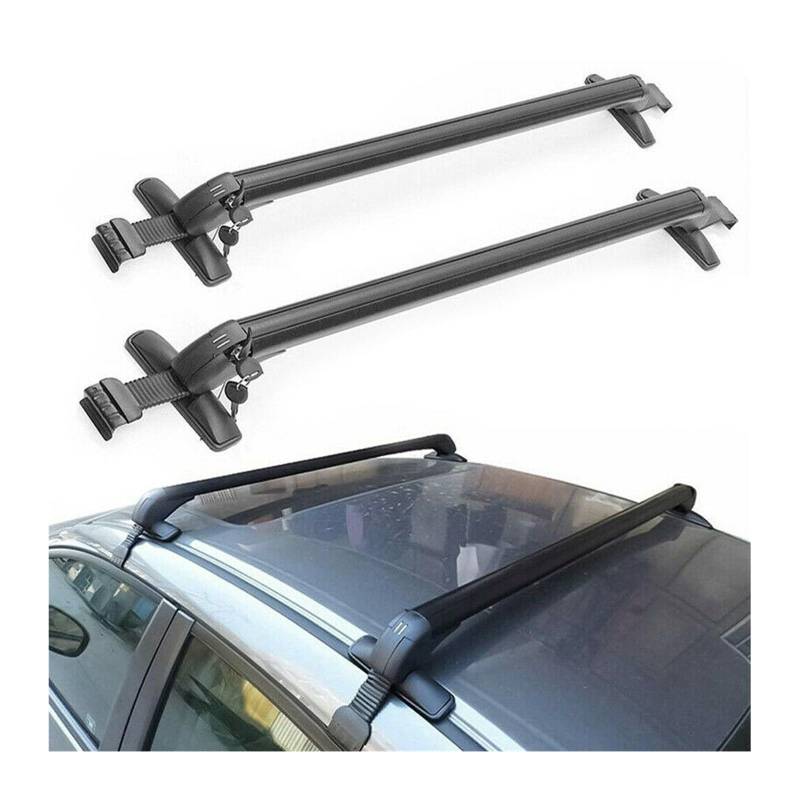 2pcs Universal Black Fahrzeug Autodach Montage Rack Rail Bar Aluminium Gepäck mit Lock Top Car Rack von FXFUPO