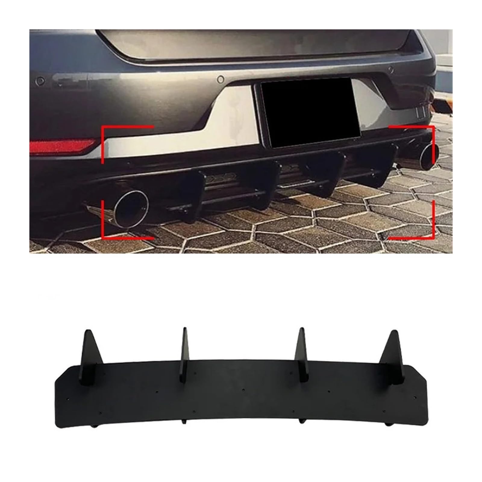 4 FINNEN STREET PRO HECKDIFFUSOR Kompatibel for VW GOLF 7.5 GTI MK 7.5 GTI 2017-2019 RÜCKSEITE Unter SPLITTER SPOILER Schutzfolie von FXFUPO