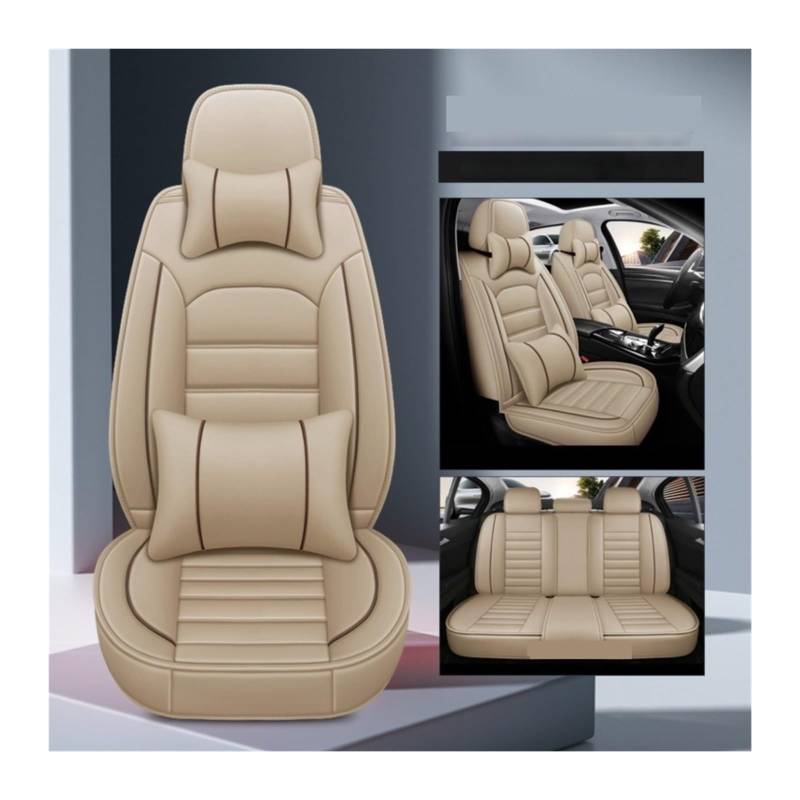 5 Sitze, kompletter Satz universeller Autositzbezüge, kompatibel mit Chevrolet Cruze Captiva TRAX LOVASAIL Blazer Cavalier, CarAccessories Protector(Beige pillow) von FXFUPO