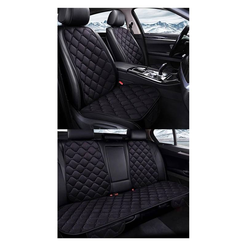 7pcs Set warm warm Plüschautositzkissen Abdeckungsabdeckung Vorderer Rückstand Vordersitz Schutzschutz Koffer-resistentes universelles Autozubehör(Black) von FXFUPO