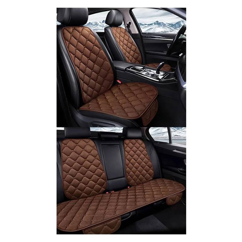 7pcs Set warm warm Plüschautositzkissen Abdeckungsabdeckung Vorderer Rückstand Vordersitz Schutzschutz Koffer-resistentes universelles Autozubehör(Coffee) von FXFUPO