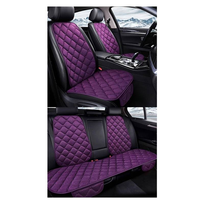 7pcs Set warm warm Plüschautositzkissen Abdeckungsabdeckung Vorderer Rückstand Vordersitz Schutzschutz Koffer-resistentes universelles Autozubehör(Purple) von FXFUPO