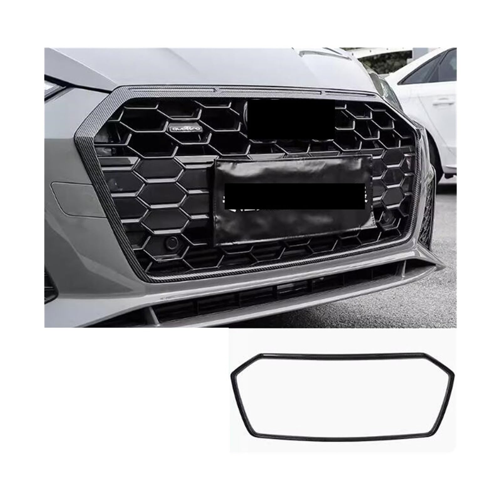 ABS Schwarz Frontstoßstange Rundumgitter Grillgitter Zierleisten Nebelscheinwerfer Lüftungsgitter Kompatibel for Audi A5 S5 Sline 2021 2022 2023 2024(Carbon grill cover) von FXFUPO