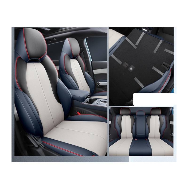 Atmungsaktiver Leder-Autositzbezug, kompatibel mit BYD Atto3 Yuan Plus, alle Jahreszeiten, universelles All-Inclusive-Spezialsitzkissen, Auto-Innenraum(Blue-Half pack) von FXFUPO