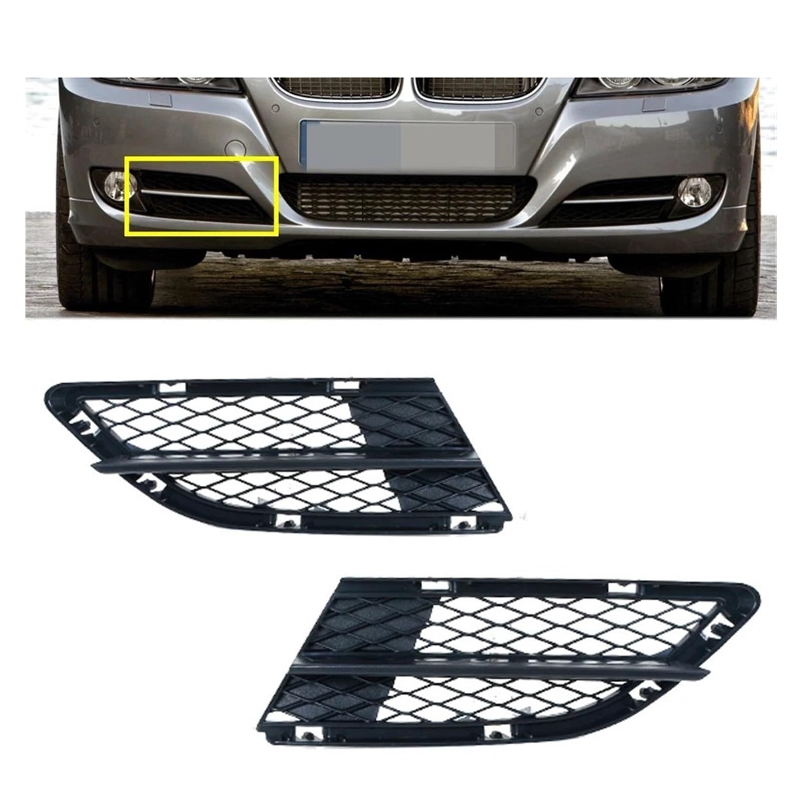 Auto Front Stoßstange Unteren Nebel Licht Kühlergrill Mesh Grill Kompatibel for BMW 335i 328i E90 E91 2008-2010 2011 2012 51117198901 51117198902(Left right) von FXFUPO