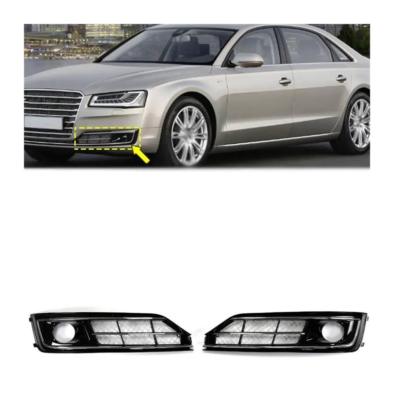 Auto Frontstoßstange Nebelscheinwerfer Abdeckung Nebelscheinwerfer Rahmen Kühlergrill Kompatibel for Audi A8L D4PA W12 2014-2017 Auto Außenzubehör Neu(Left right) von FXFUPO