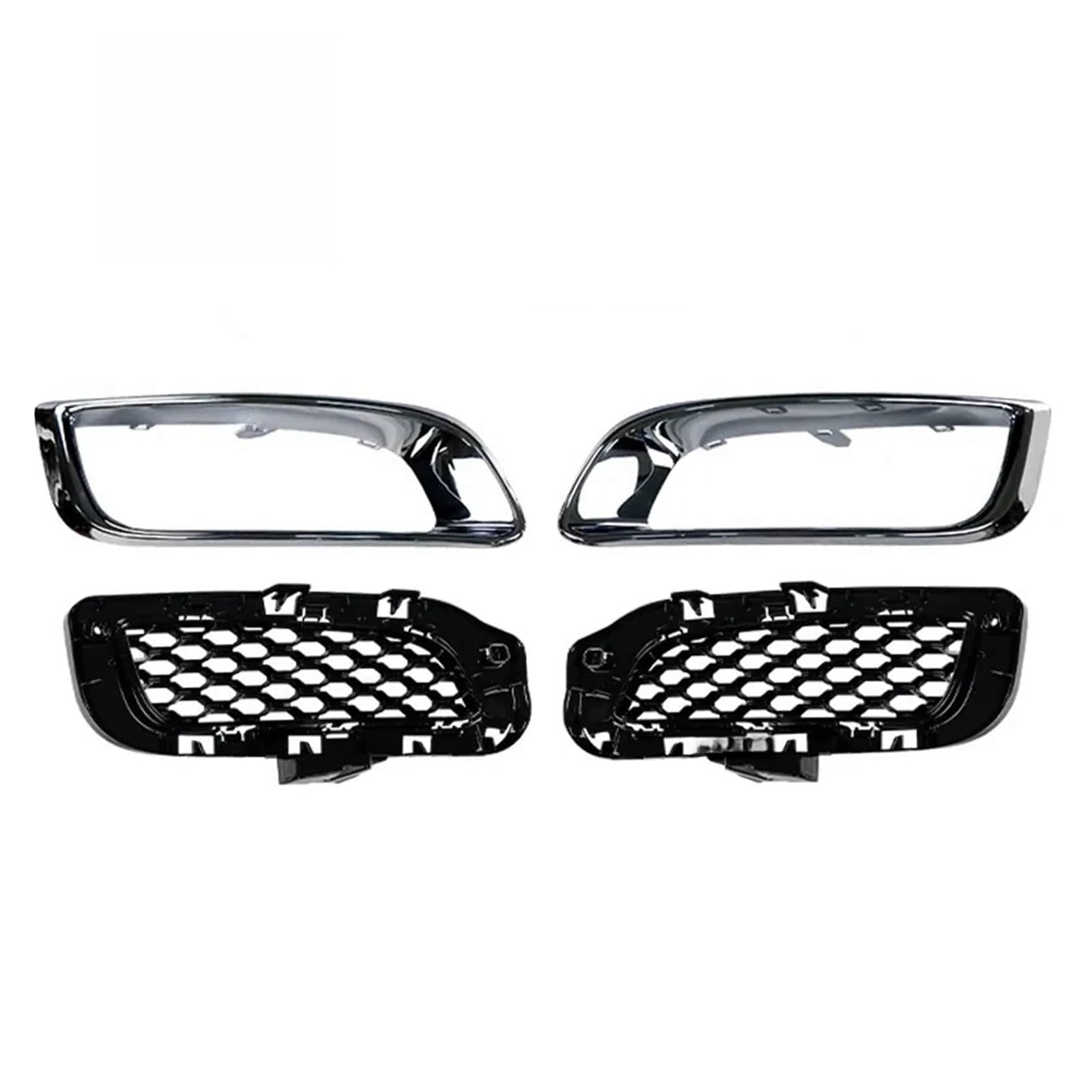 Auto Kühlergrill Oberer Kühlergrill Kompatibel for Jaguar XJ XJR 2016 2017 2018 2019 2020 Nebelscheinwerferrahmen-Beschichtungsgrills(FOG LAMP CASE Silver) von FXFUPO