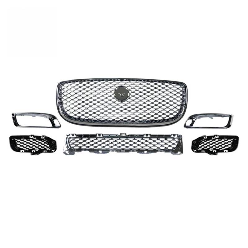 Auto Kühlergrill Oberer Kühlergrill Kompatibel for Jaguar XJ XJR 2016 2017 2018 2019 2020 Nebelscheinwerferrahmen-Beschichtungsgrills(Silver kit) von FXFUPO