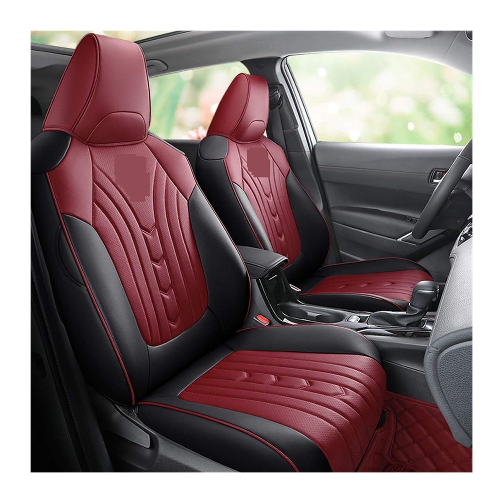 Auto Sitz Abdeckung Kompatibel for Toyota Corolla Kreuz 2022 Volle Set Styling Auto Echtes Leder Innen Zubehör(Red) von FXFUPO