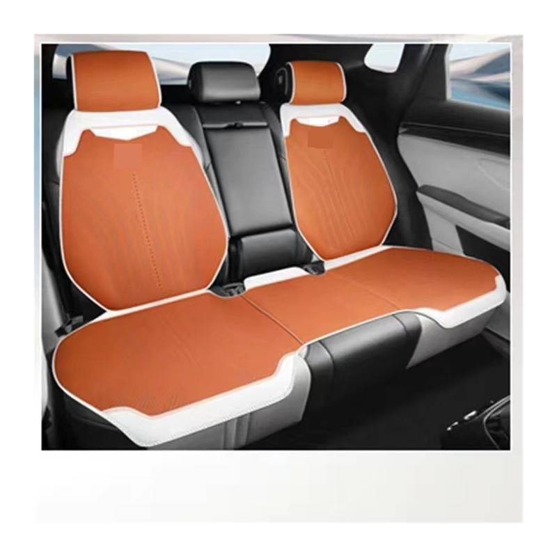 Auto-Sitzbezug-Pads, kompatibel mit BYD Atto 3 Yuan Plus 2022, Zubehör, atmungsaktives Wildleder-Autositzkissen, All-Season-Schutzmatten(Back row B orange) von FXFUPO