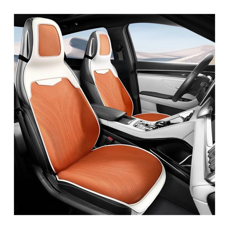 Auto-Sitzbezug-Pads, kompatibel mit BYD Atto 3 Yuan Plus 2022, Zubehör, atmungsaktives Wildleder-Autositzkissen, All-Season-Schutzmatten(Front row orange) von FXFUPO