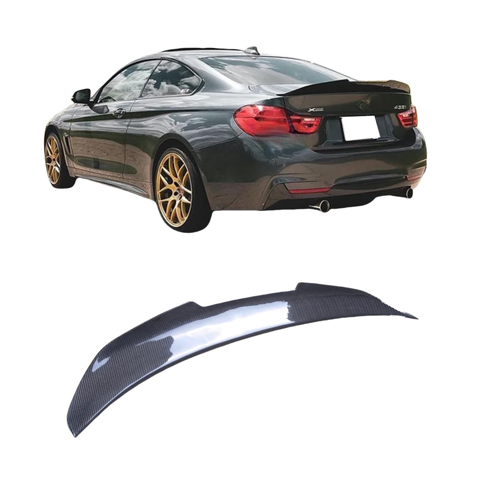 Auto-Spoiler, kompatibel mit BMW 4er F32 Coupe, PSM-Stil, Echtkarbonfaser-Material, Heckspoiler, Kofferraumflügel 2013–2019(Carbon fiber) von FXFUPO