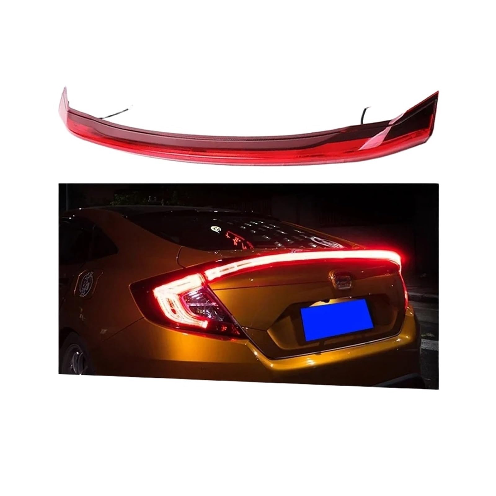 Auto Stil LED ABS Spoiler Mit Bremse Hinten Lampe Kompatibel for Honda for Civic 2016-2017 Rücklicht Stamm led Zubehör von FXFUPO