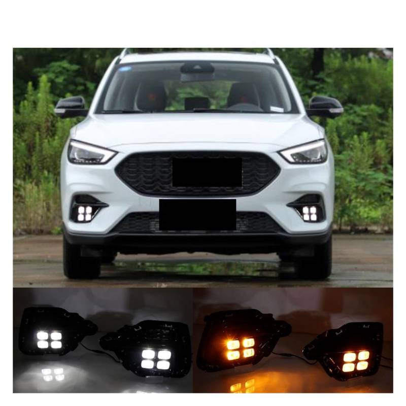 Auto Stoßstange Scheinwerfer Kompatibel for MG ZS Tagfahrlicht 2020~2022y DRL Auto Zubehör LED Scheinwerfer Kompatibel for Mg Zs Nebel Licht(White Yellow) von FXFUPO