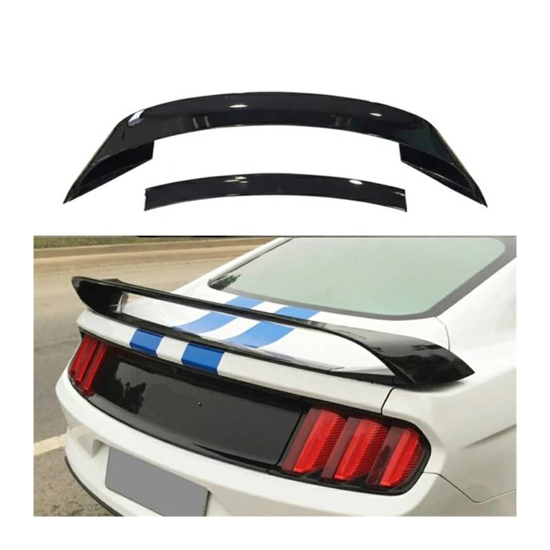 Auto Styling ABS Kunststoff Unlackiert Farbe Schwanz Trunk Hinten Dach Lip Flügel Spoiler 2 Teile/satz Kompatibel for Ford Mustang 2015 2016 2017(Black) von FXFUPO