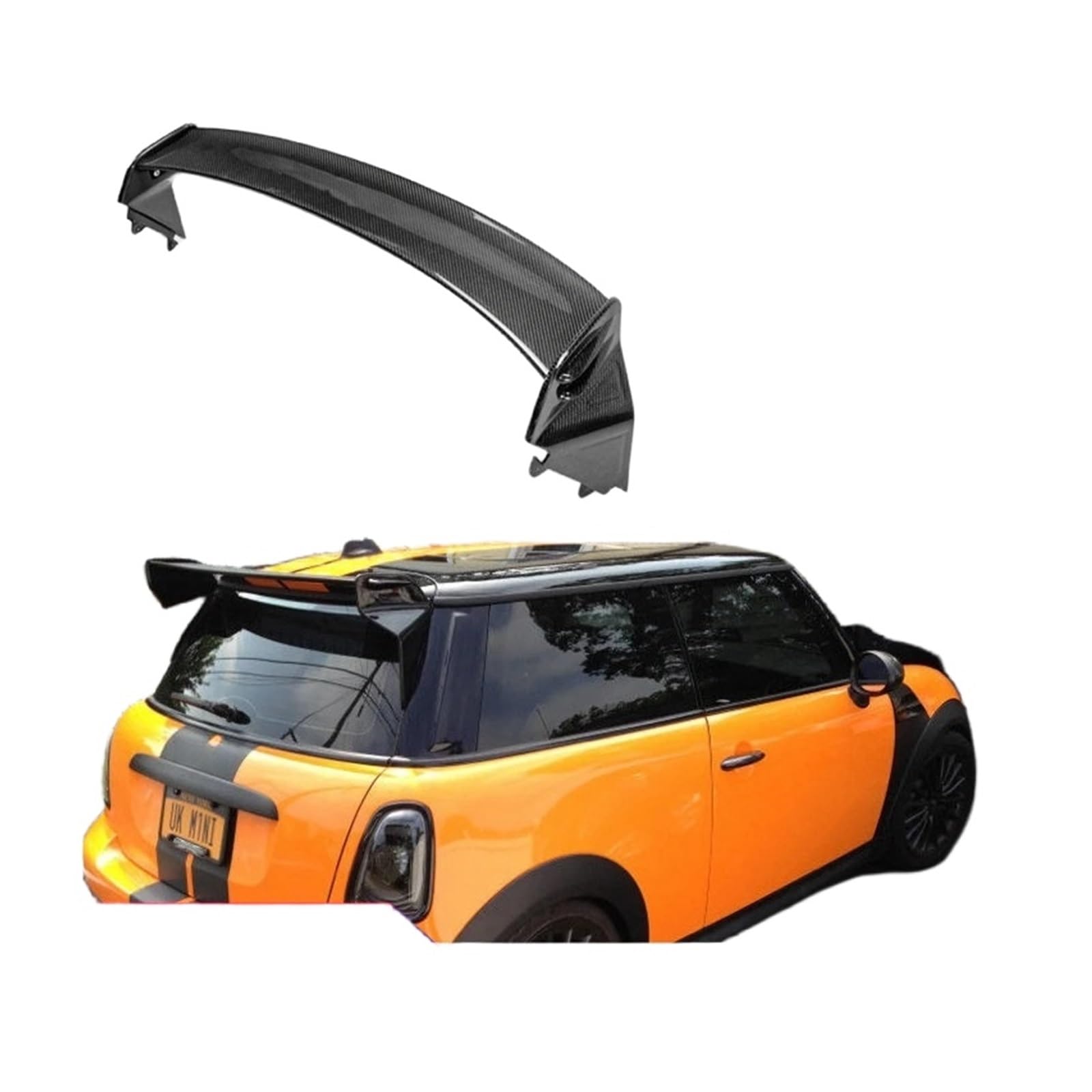 Auto-Styling JCW Kohlefaser-Dachspoiler, glänzende Oberfläche, Heckspoilerlippe, Faser-Splitter-Drift-Kit, kompatibel for Mini Cooper R56 Ver.2.11/2.12(Glossy black) von FXFUPO