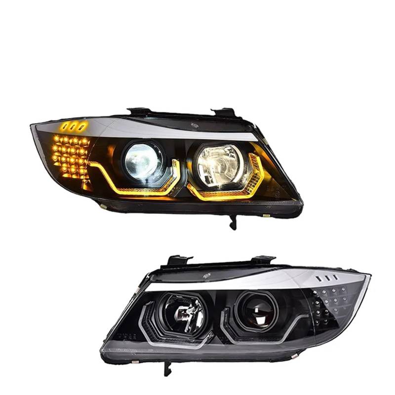 Auto Styling Scheinwerfer Kompatibel for BMW E90 2005-2012 318i 320i 325i LED Scheinwerfer DRL Dynamische Blinker projektor Objektiv Zubehör(2005-2008 Halogen) von FXFUPO