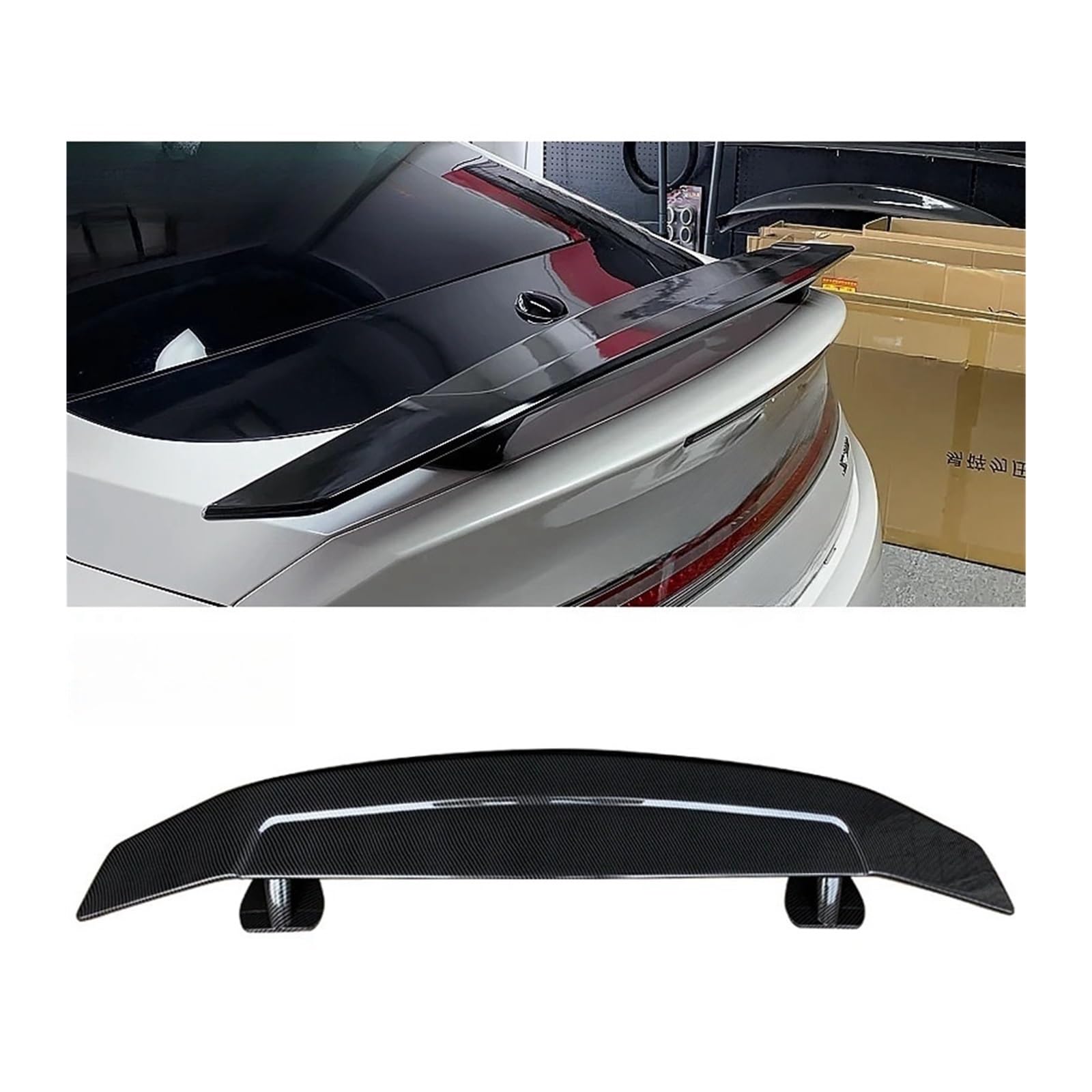 Auto Zubehör Kompatibel for Lincoln MKZ 2017-2020 3D Carbon Fiber Hinten Fließheck Auto Stamm Flügel Tuning Auto Spoiler for Limousine Hinten(Unpainted) von FXFUPO