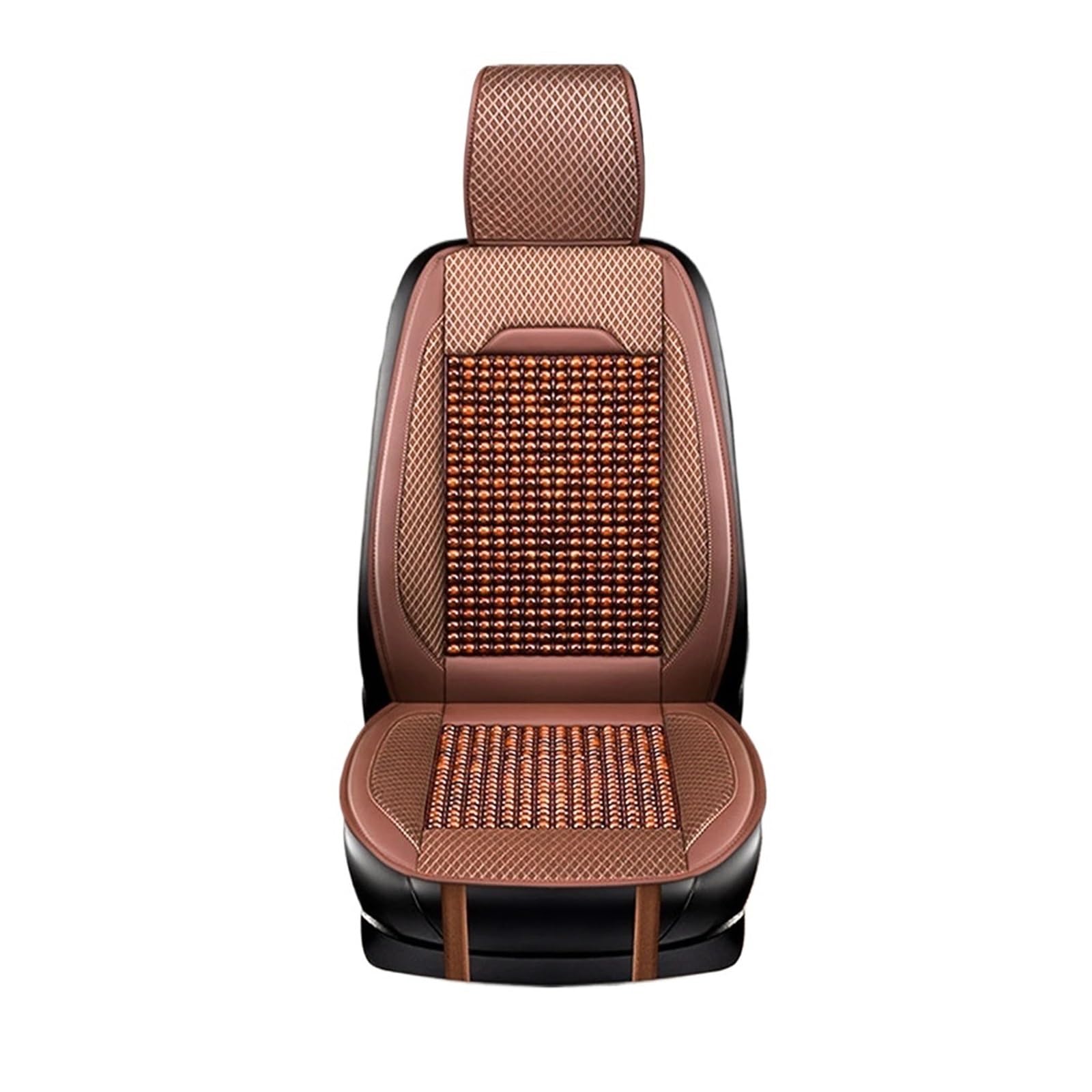 Autositzabdeckungen atmungsaktive Sommerkühlung Auto vorne Sitzkissen Beschützer Perlen Leder+Bambussitzabdeckungen(Brown) von FXFUPO