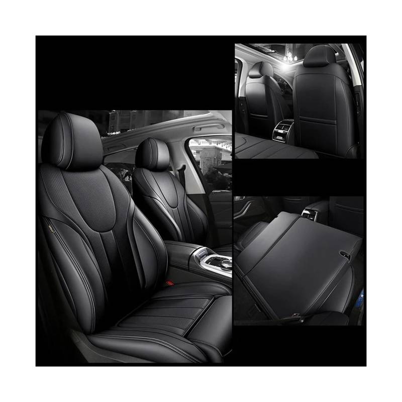 Autositzabdeckungen for VW Polo -Limousine Touareg Amarok Caddy Passat Custom Leder Auto Kissenzubehör(Black) von FXFUPO