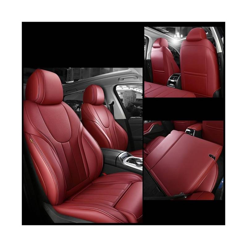 Autositzabdeckungen for VW Polo -Limousine Touareg Amarok Caddy Passat Custom Leder Auto Kissenzubehör(Win Red) von FXFUPO