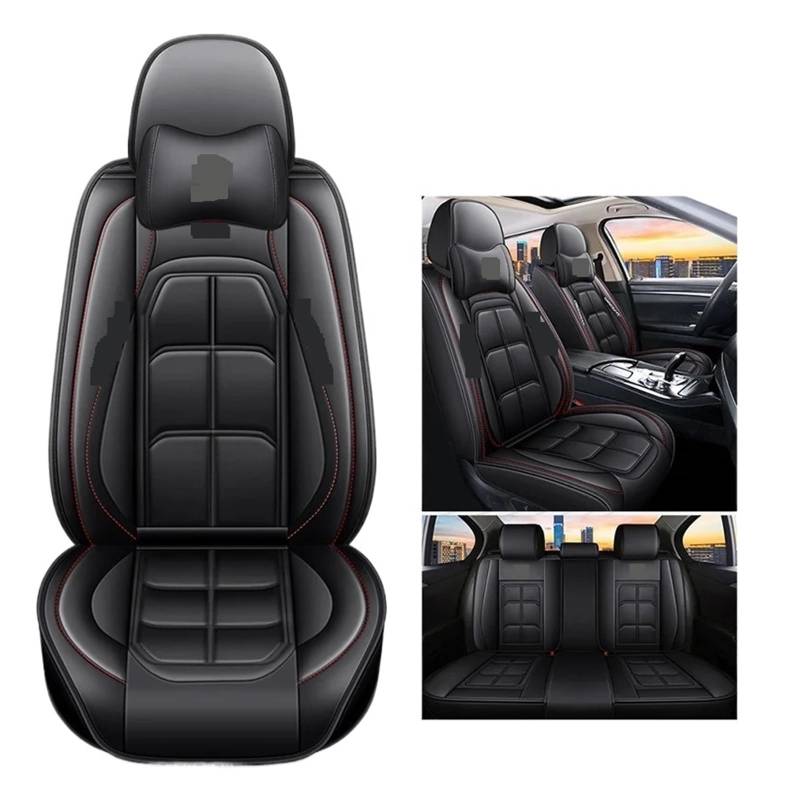 Autositzbezug Leder kompatibel for Kia Rio Sorento Cerato Soul Optima Opirus Borrego VQ Carnival Carens SHUMA Cad Niro K5 KX3 K3(Black pillow) von FXFUPO