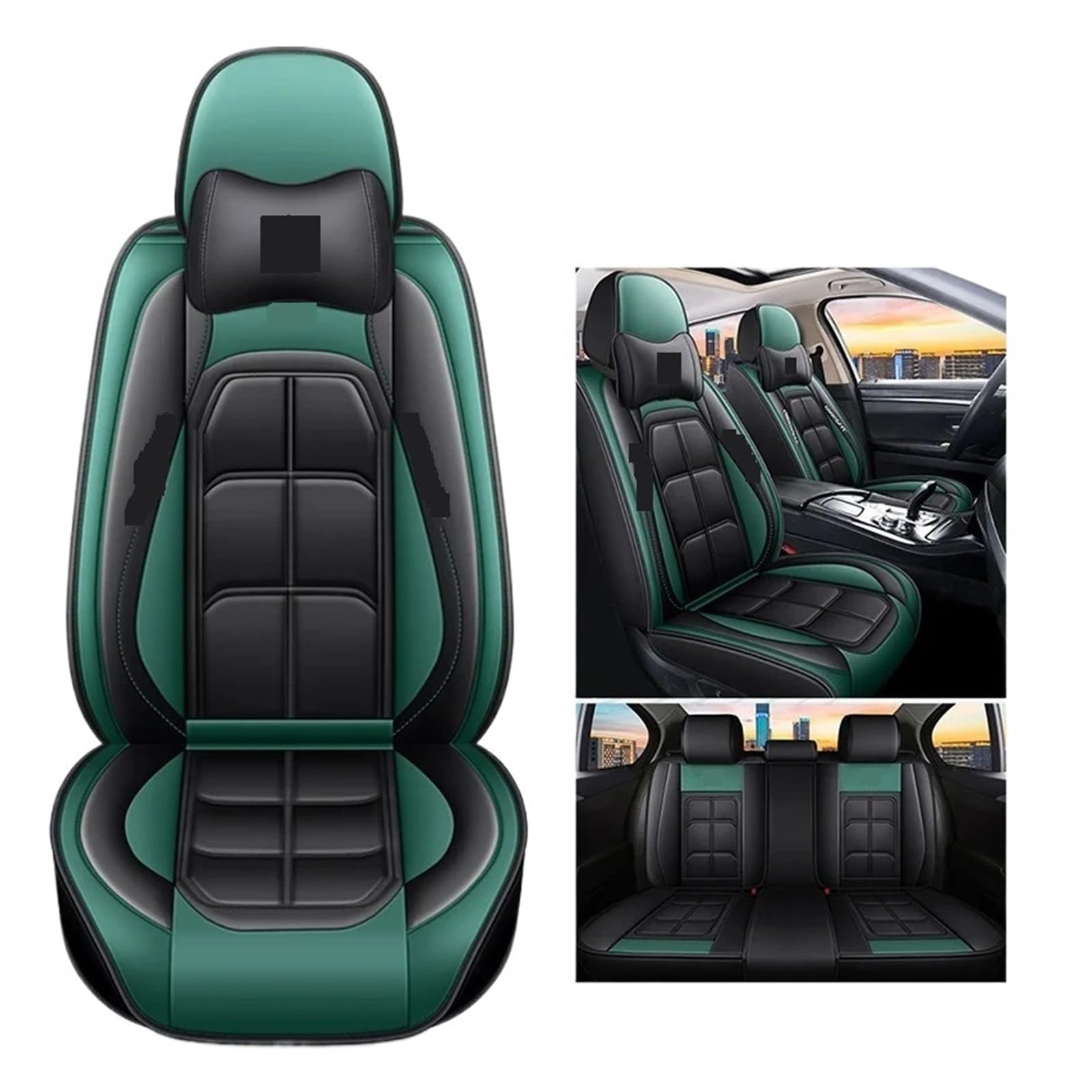 Autositzbezug Leder kompatibel for Kia Rio Sorento Cerato Soul Optima Opirus Borrego VQ Carnival Carens SHUMA Cad Niro K5 KX3 K3(Blue pillow) von FXFUPO