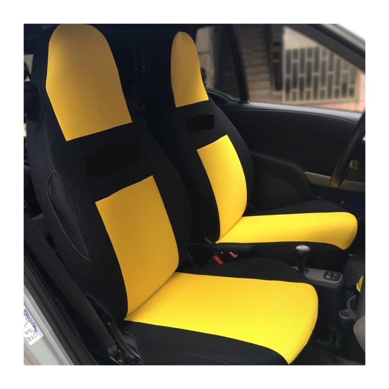 Autositzbezug-Set, atmungsaktiv, Fahrzeugsitzkissen, vollständiger Surround-Bezug, kompatibel for Smart 451 Fortwo 2009–2014, Auto-Zubehör(Yellow) von FXFUPO