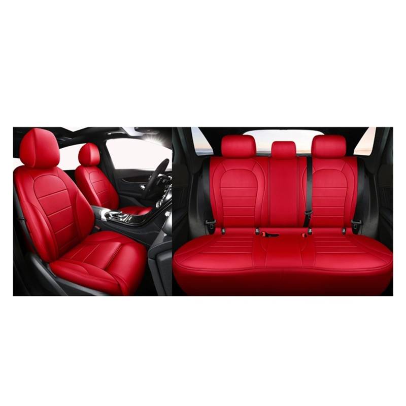 Autositzbezug kompatibel for Toyota Chr Corolla Rav4 Raize Land Cruiser Prado 150 Camry Sienna Custom Luxus Leder Mann Auto Zubehör(5Pcs-Red) von FXFUPO