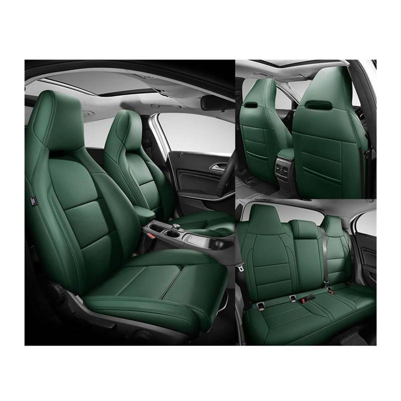 Benutzerdefinierte Leder Auto Sitzbezug 5 Sitze kompatibel for Benz Gla200 Gla260 GLA220 Cla200 Cla 220 Cla260 A 180 A200 Auto Zubehör(GREEN) von FXFUPO