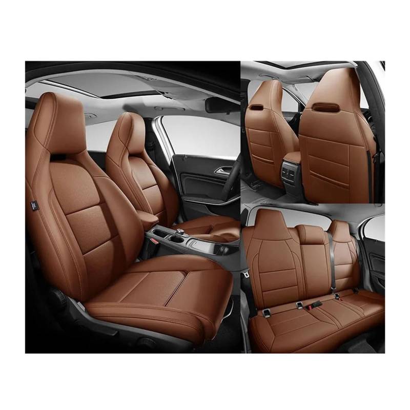 Benutzerdefinierte Leder Auto Sitzbezug 5 Sitze kompatibel for Benz Gla200 Gla260 GLA220 Cla200 Cla 220 Cla260 A 180 A200 Auto Zubehör(LIGHT COFFEE) von FXFUPO