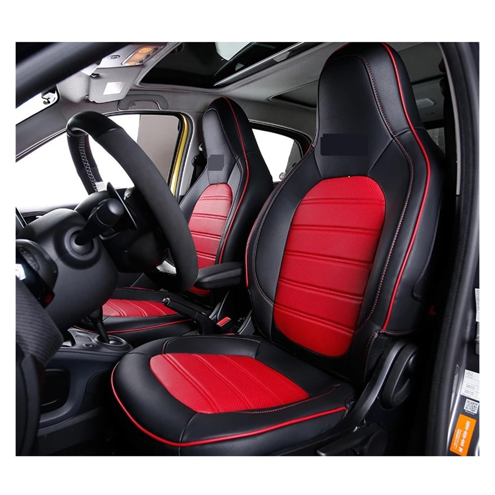 Benutzerdefinierte kompatibel for Smart 453 Fortwo 2019 Autositzbezug Four Seasons Atmungsaktives Kissen Dekoration Interior Styling Zubehör(Black style 2) von FXFUPO