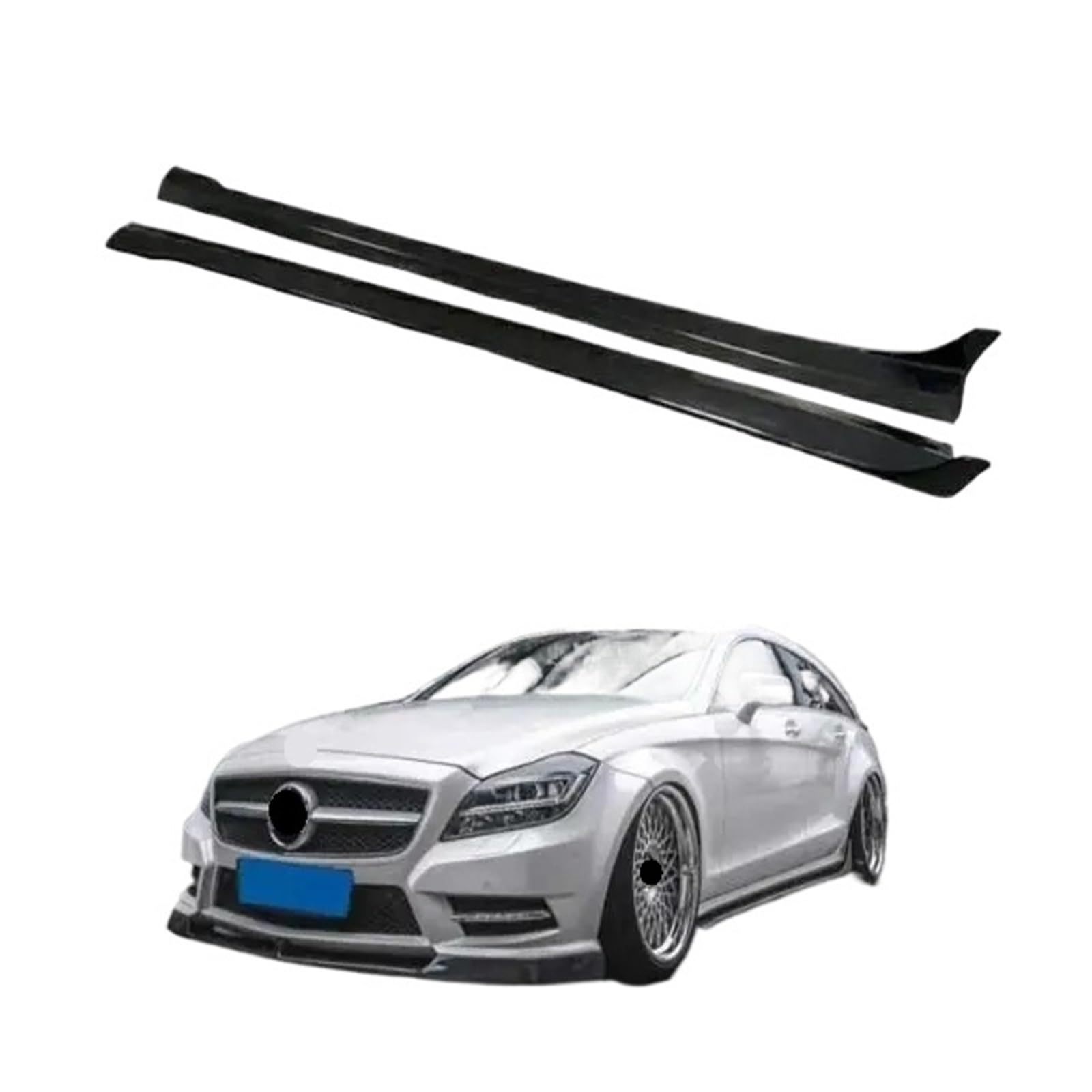 Body Kit Kompatibel for Benz W218 CLS-Klasse CLS350 CLS63 AMG 2012-2017 Echt Carbon Fiber Seitenschweller Schürzen Verlängerung Lip RT Stil von FXFUPO