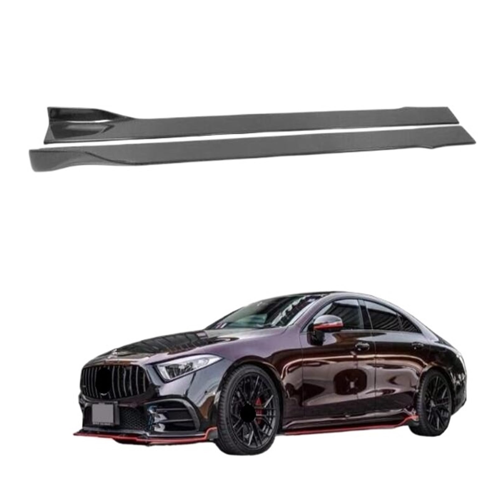 Body Kits Kompatibel for Benz W218 W257 CLS350 CLS53 CLS63 AMG Real Carbon Fiber Seitenschweller Schürzen Verlängerungslippe 2012-2023 von FXFUPO