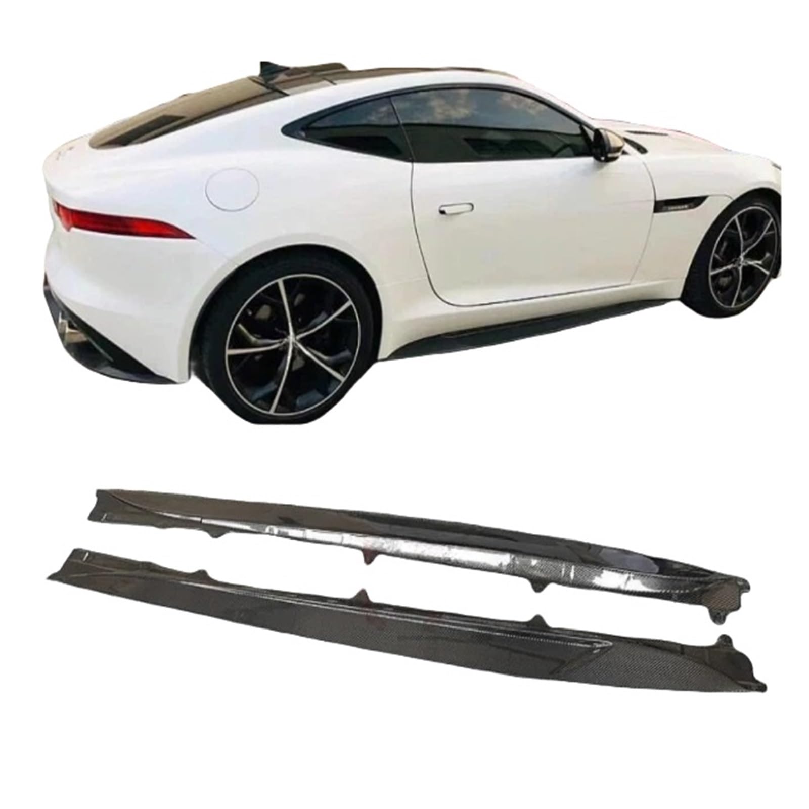 Body Kits Kompatibel for Jaguar F-TYPE 2013 2014 2015 2016 2017 2018 2019 2020 Real Carbon Fiber Seite Röcke Schürzen Verlängerung Lip P7 Stil von FXFUPO