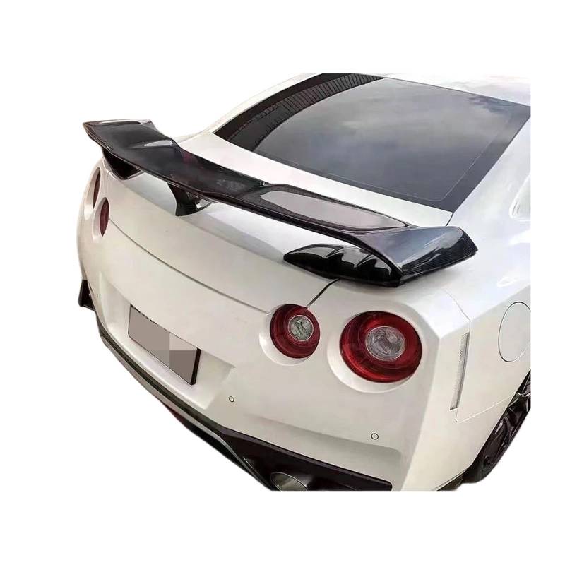 Carbon-Faser-Auto-Heck-Boot-Spoiler-Kofferraum-Trim-Flügel, kompatibel for Nissan GTR R35 2008–2018, V-Stil, Auto-Styling, FRP-Body-Kits-Zubehör(FRP Black Unpainted) von FXFUPO