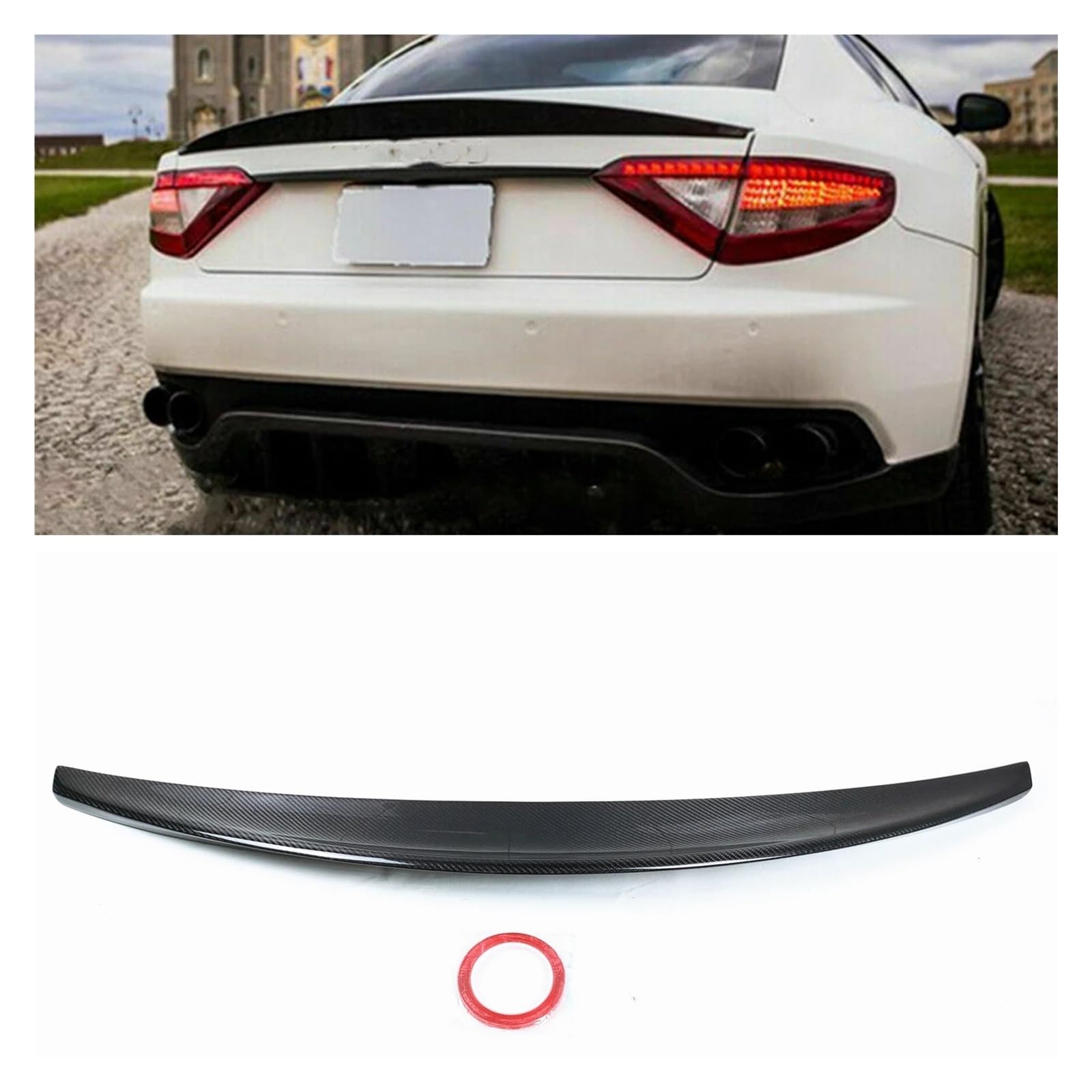 Carbon Faser Auto Hinten Stamm Deckel Spoiler Flügel Lip Trim Heckklappe Splitter Kompatibel for Maserati Gran Turismo Coupe GT 2007-2015 DCN von FXFUPO