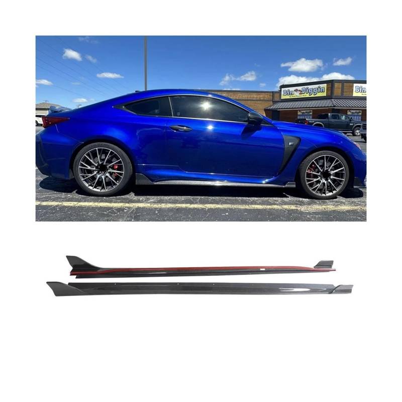 Carbon Fiber Auto Seitenschweller Schürze Verlängerungslippe Kompatibel for Lexus RCF RC F 2015-2019 Unter Bordtürabdeckung Drift Aero Auto Body Kits von FXFUPO