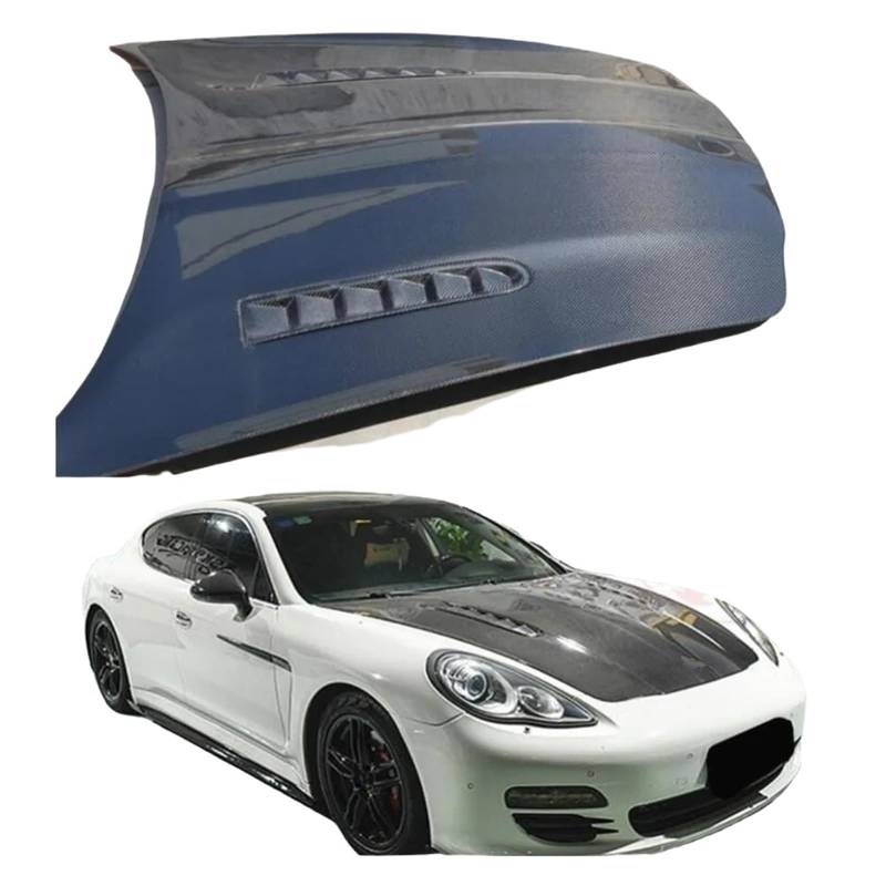 Carbon Fiber Front Stoßstange Motor Haube Motorhaube Vent Abdeckung Kompatibel for Porsche Panamera 970 2010 2011 2012 2013 2014 2015 2016(Double-sided carbon) von FXFUPO