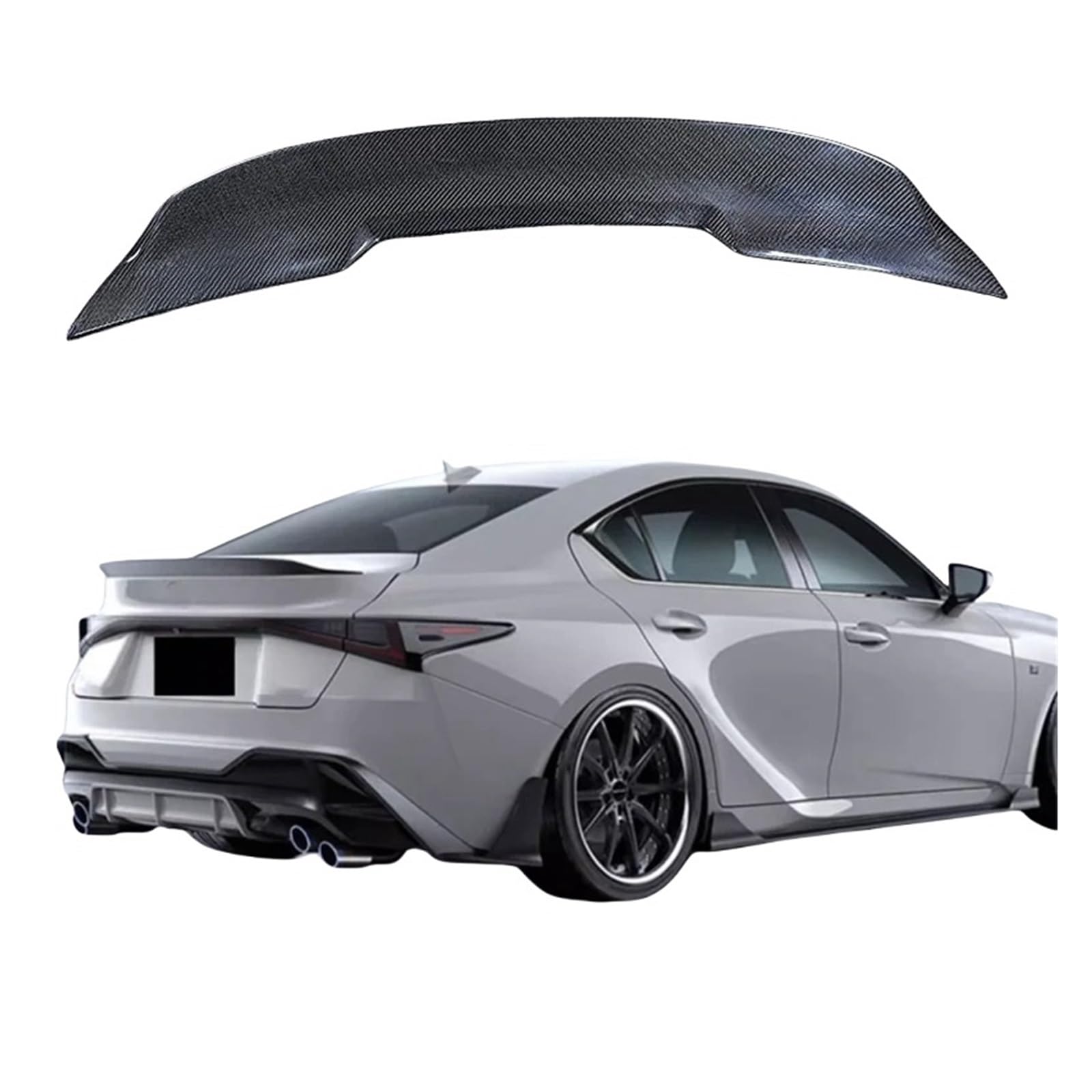 Carbon Fiber Hinten Stamm Boot Ente Spoiler Zurück Windschutzscheibe Flügel Kompatibel for Lexus IST IS250 IS300 IS350 2022 2023 2024 auto Styling(Forged carbon fiber) von FXFUPO