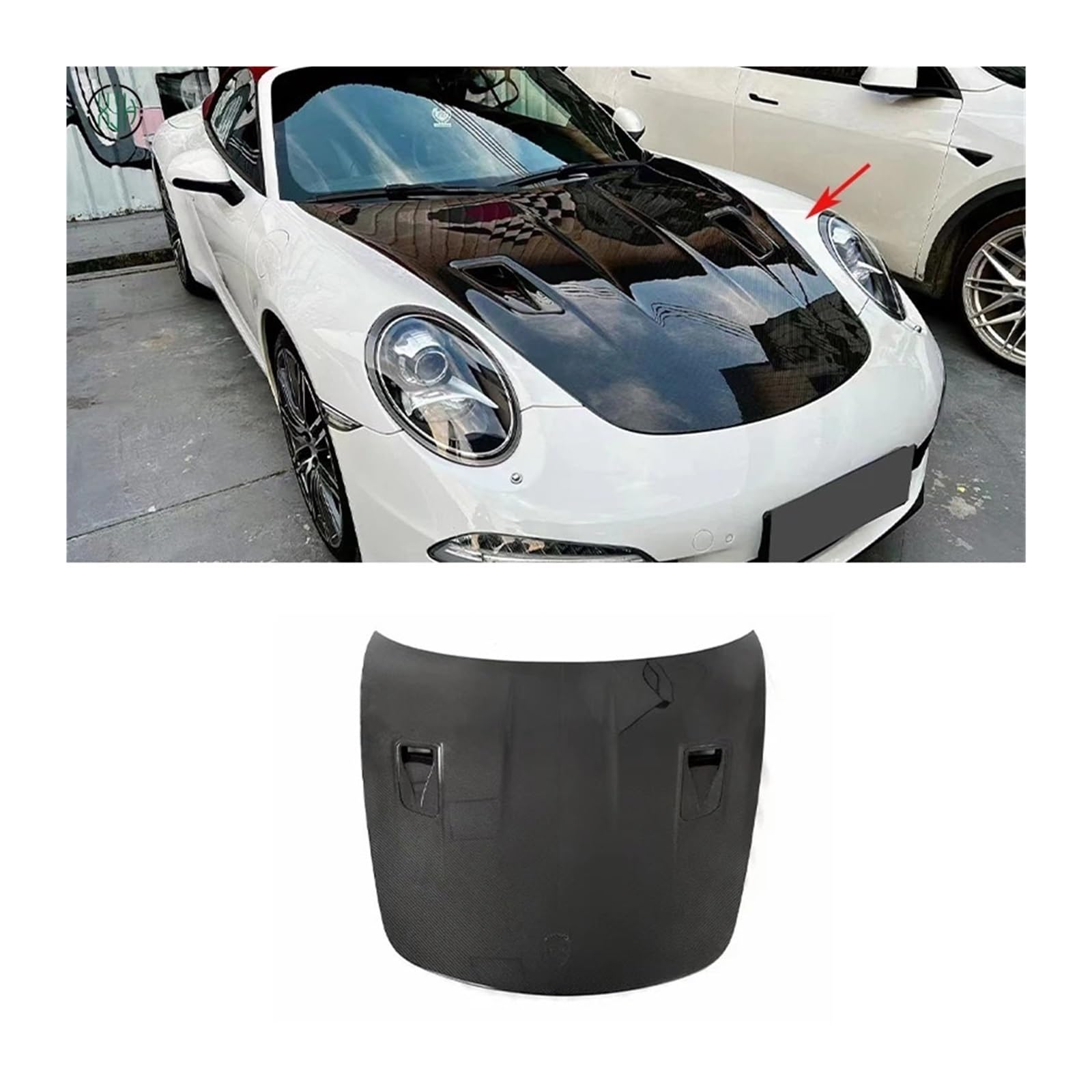 Carbon Fiber Kompatibel for Porsche 991 911 Auto Vorderen Stoßfänger Motor Abdeckung Haube Motorhaube Vent Teile Upgrade Körper Kit(FRP unpainted) von FXFUPO