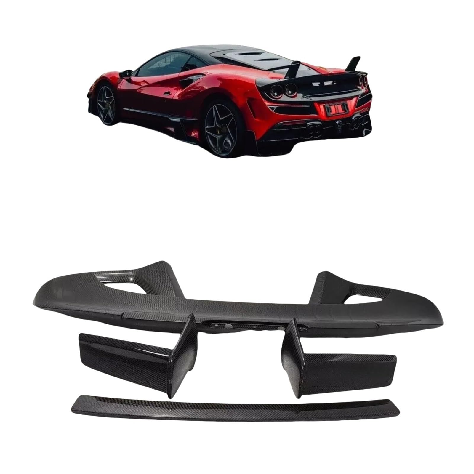 Carbon Fiber Spoiler Kompatibel for Ferrari F8 Coupe Spider 2020 UP Hinten Stamm Flügel Lip Body Kits Auto Zubehör von FXFUPO